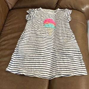 Charming Striped Kids Dress with Ice Cream Design 4/5